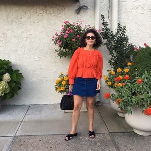 Zara stretch denim mini skirt